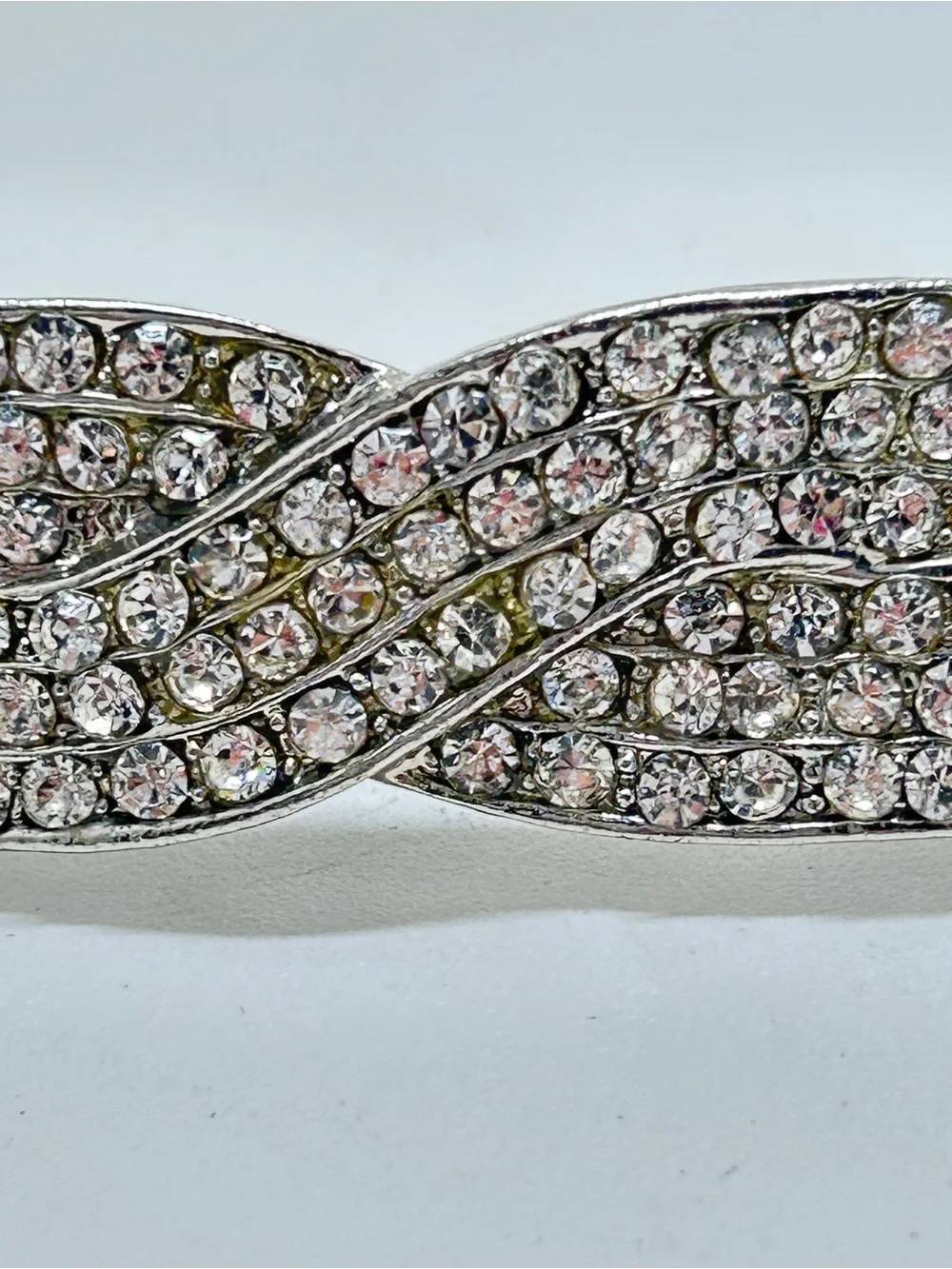 Silver And Crystal Hair Barrette Clip